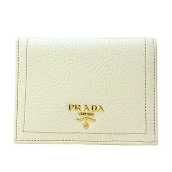 PRADA プラダ 二つ折り財布 コピー 1M0204  VIT.DAINO 鹿革 GESSO アイボリー